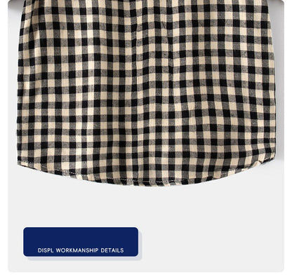 [5131091] - Baju Atasan Kemeja Koko Kotak-Kotak Fashion Anak Laki-Laki - Motif Square Tartan