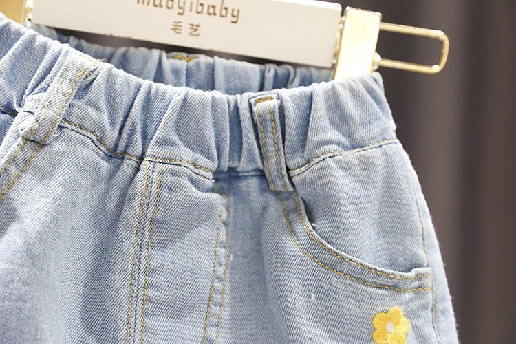 [508225]- Celana Pendek Jeans Hotpants Import Anak Perempuan - Motif Edge Flowers