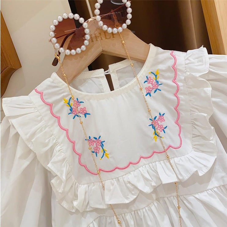[363664] - Setelan Oneset Cewek Baju Blouse Celana Jeans Cutbray Anak Perempuan Fashion - Motif Lace Flower