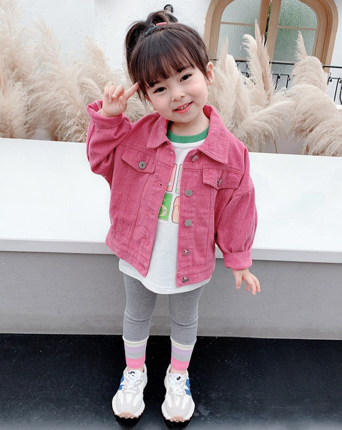 [508227 ] - Atasan Jaket Jeans Anak Perempuan - Motif Cute Animal