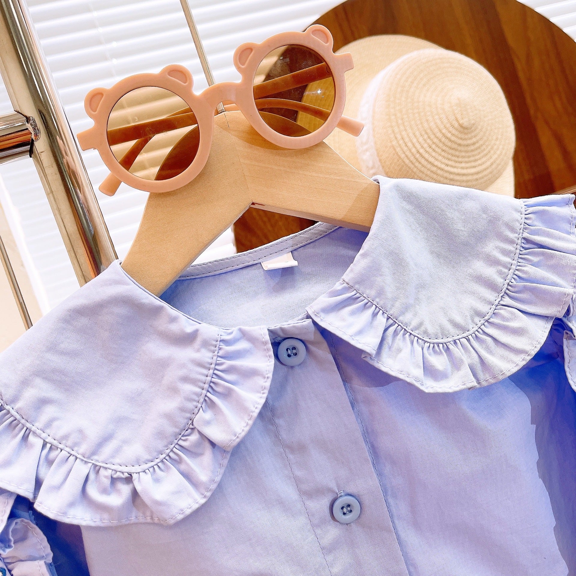 [363729] - Setelan Baju Blouse Ruffles Lengan Panjang Celana Jeans Panjang Fashion Anak Perempuan - Motif Little Heart