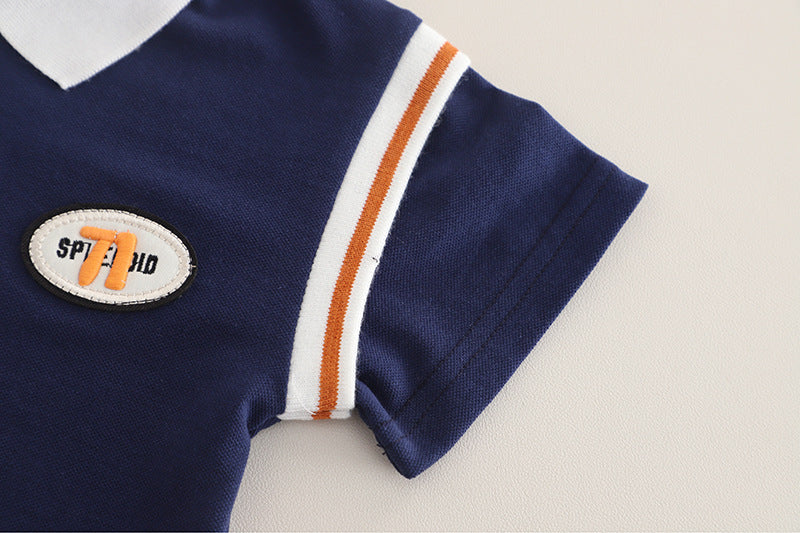 [345506] - One Set 2in1 Baju Setelan Summer Outfit Atasan Koas Polo Lengan Pendek Bawahan Celana Pendek Sporty Anak Cowok Laki-Laki - Motif Color Stripe - BABYHOKI STORE - BABYHOKI STORE