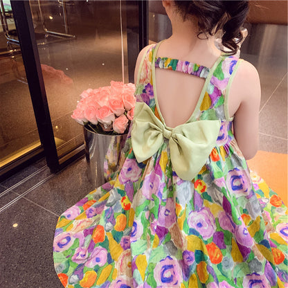 [5071030] - Baju Dress Tanpa Lengan Fashion Anak Perempuan - Motif Colorful Floral