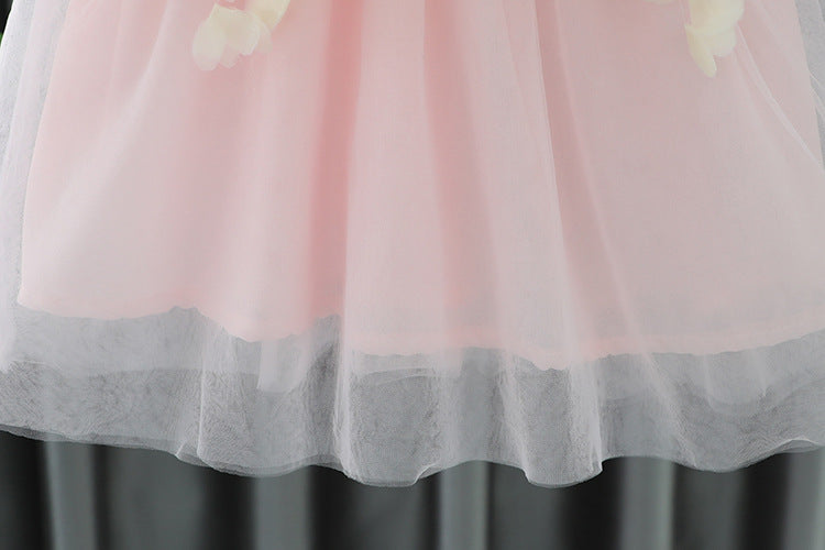 [340374] - Baju Mini Dress Gaun Lengan Kutung Fashion Anak Perempuan - Motif Transparent Flower