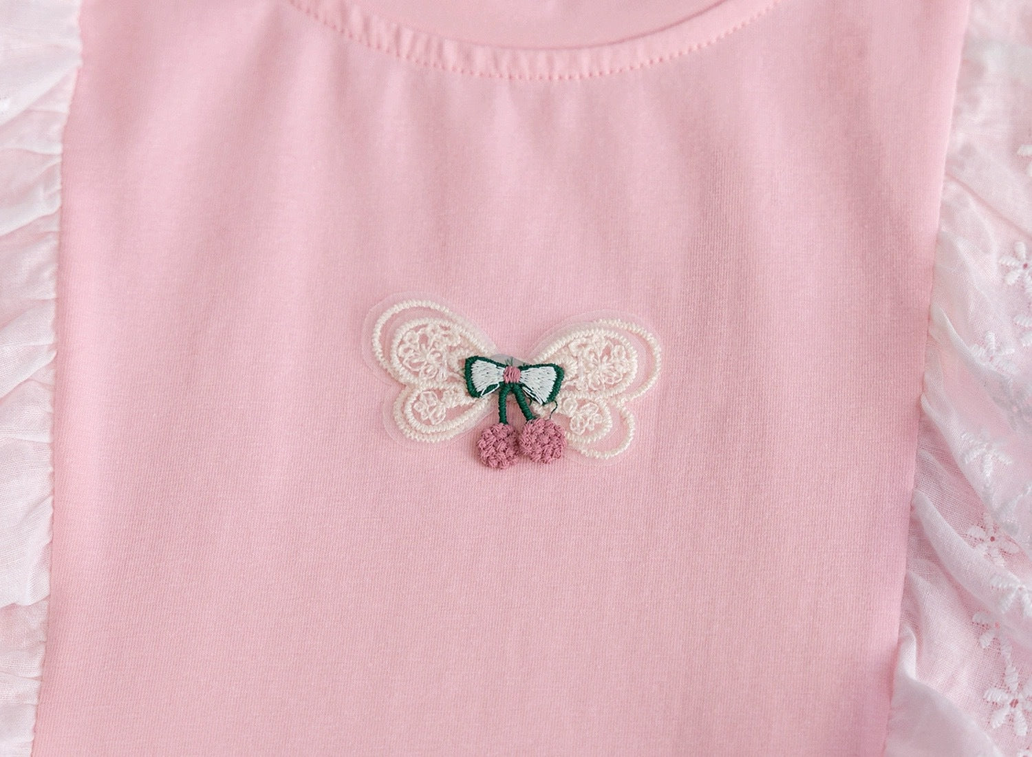[721106] - Baju Atasan Blouse Renda Lengan Pendek Anak Perempuan - Motif Cherry Ribbon