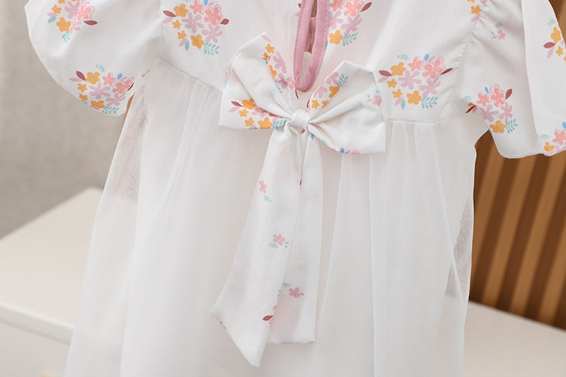 [352380] - Baju Mini Dress Lengan Pendek Anak Perempuan - Motif Ribbon Flower