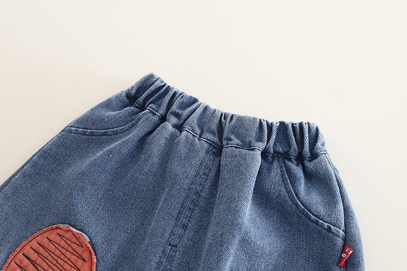 [345503] - One Set 2in1 Baju Setelan Summer Outfit Atasan Koas Lengan Pendek Bawahan Celana Pendek Jeans Fashionable Anak Cowok Laki-Laki - Motif Animal Pictures - BABYHOKI STORE - BABYHOKI STORE