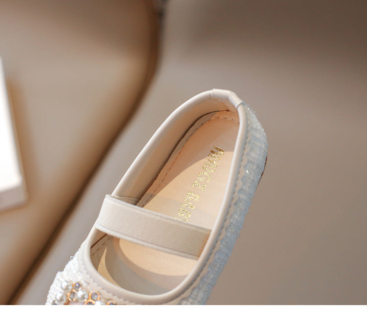 [381288 Size 21-35] - Sepatu Flat Slip On Princess Shoes Korean Version Anak Perempuan Cewek - Motif Cute Pearl - BABYHOKI STORE