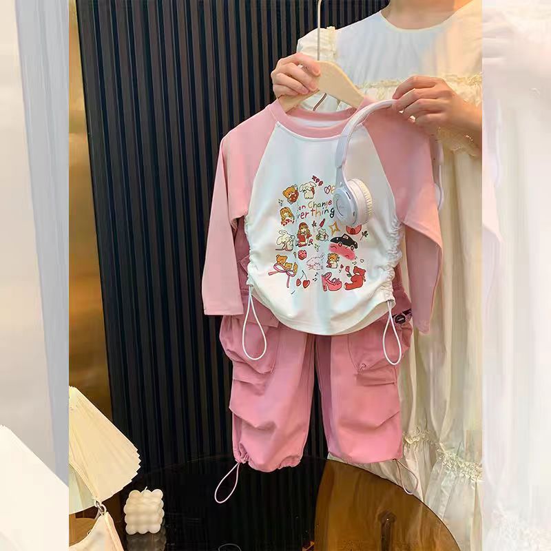 [363806] - Oneset Sporty Korea Setelan Baju Lengan Panjang Celana Panjang Cargo Fashion Anak Perempuan Cewek - Motif Love is Everything