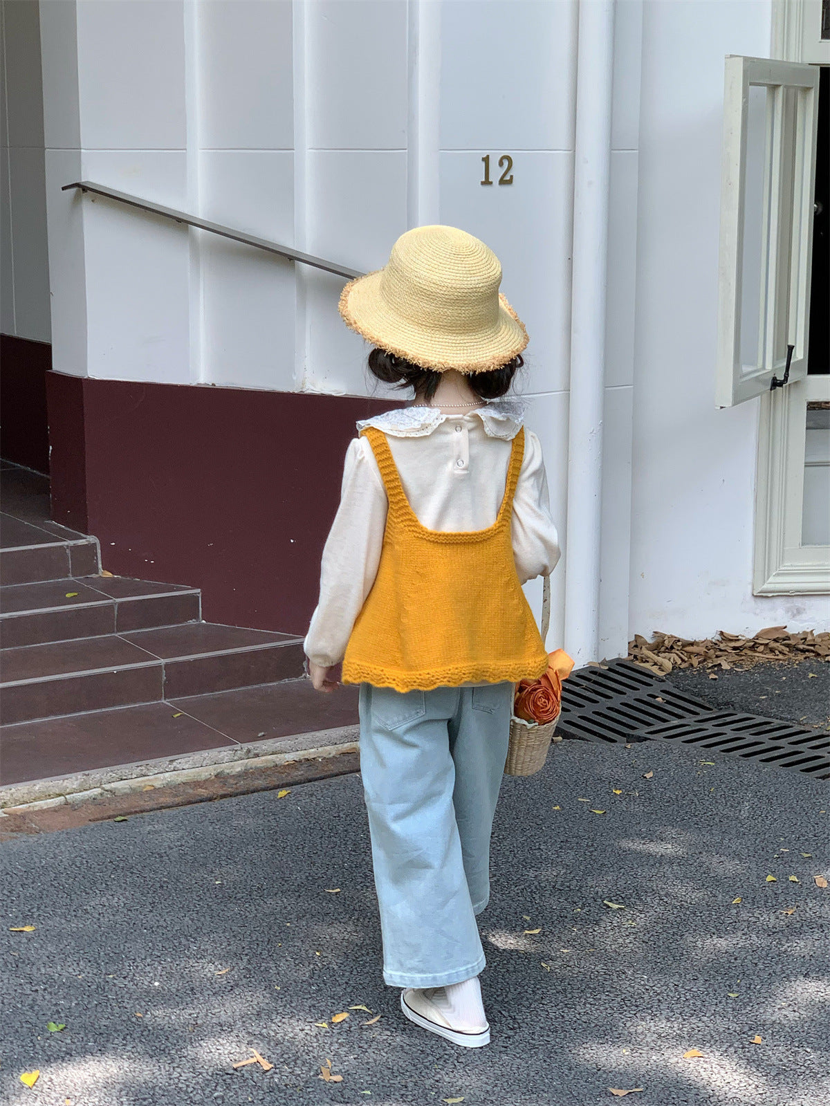 [363931] - One Set 3in1 Baju Setelan Atasan Blouse Lengan Panjang Vest Kutung Bawahan Celana Panjang Kulot Jeans Korean Fashion Anak Cewek Perempuan - Motif Cute Lace - BABYHOKI STORE