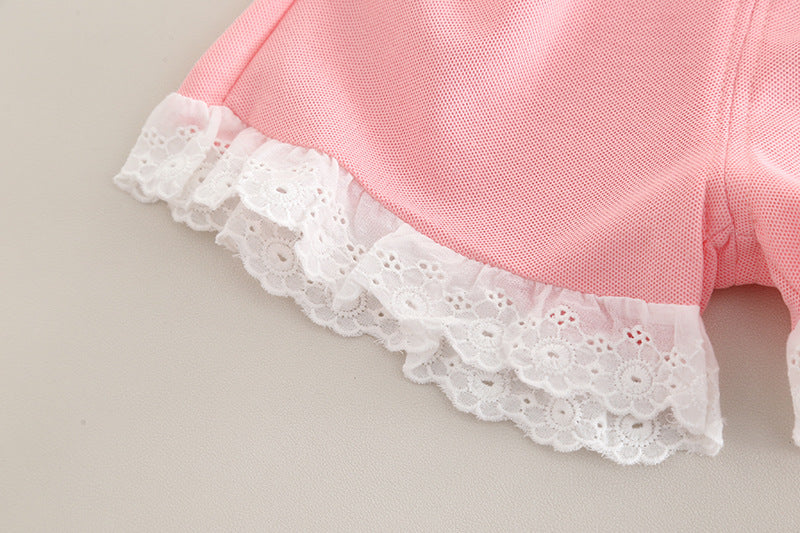 [345508] - One Set 2in1 Baju Setelan Summer Atasan Lengan Kutung Bawahan Celana Pendek Berenda Fashionable Anak Perempuan Cewek - Motif Rabbit Face - BABYHOKI STORE - BABYHOKI STORE