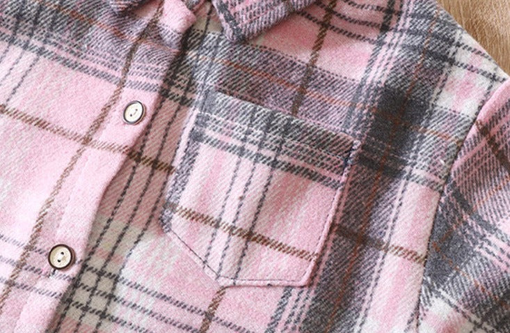 [703123] - Baju Atasan Kemeja Lengan Panjang Fashion Anak Cowok - Motif Smooth Plaid