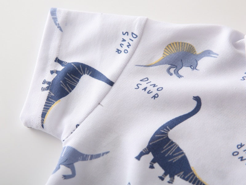 [383225] - Baju Atasan Kaos Polo Kerah Lengan Pendek Anak Laki-Laki Cowok - Motif White Dinosaur - BABYHOKI STORE - BABYHOKI STORE