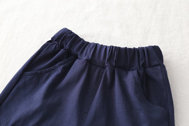 [368572] - One Set 2in1 Baju Setelan Atasan Polo Berdasi Lengan Pendek Bawahan Celana Pendek Fashion Casual Summer Anak Laki Laki Cowok - Motif Color Stripe Small Tie - BABYHOKI STORE