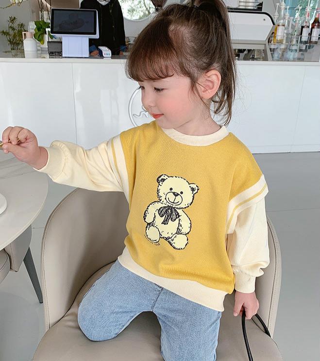 [507S162] - Baju Atasan Sweater Lengan Panjang Fashion Anak Perempuan - Motif Teddy Bear