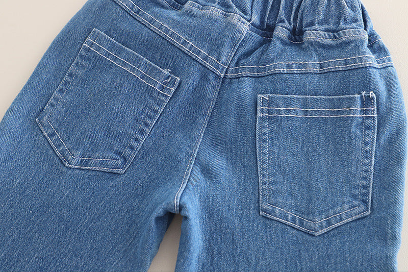[345491] - One Set 2in1 Baju Setelan Atasan Berkerah Lengan Panjang Bawahan Celana Panjang Jeans Fashionable Anak Cowok Laki-Laki - Motif Animal Pictures - BABYHOKI STORE - BABYHOKI STORE