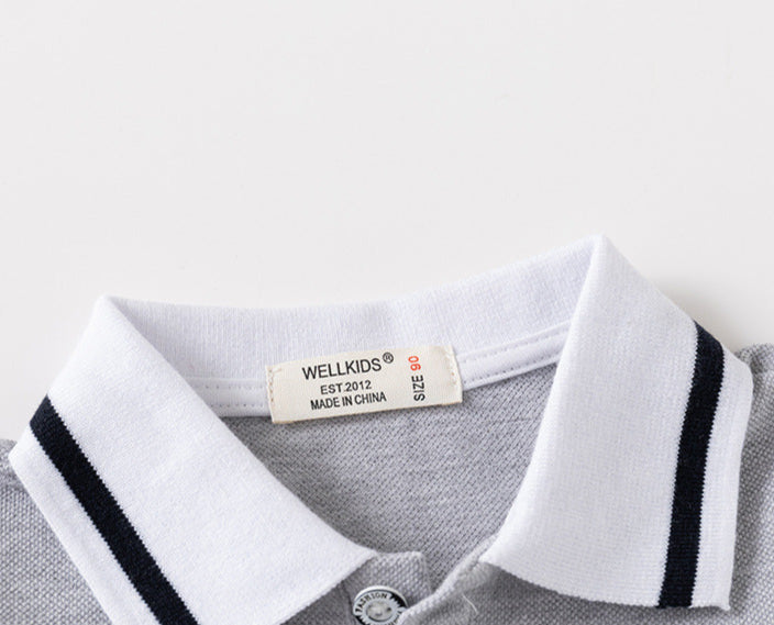 [5131117] - Atasan Baju Polo Lengan Pendek Anak Laki-Laki - Motif Lucky Collar Writing