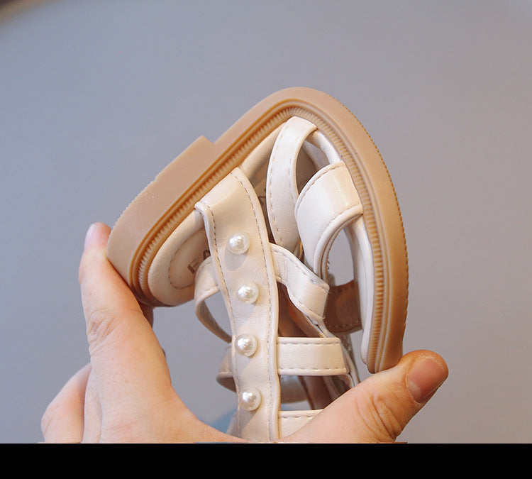 [381271 Size 26-36] - Sepatu Sandal Gladiator Shoes Anak Perempuan Cewek - Motif Bow Pearl Roman - BABYHOKI STORE