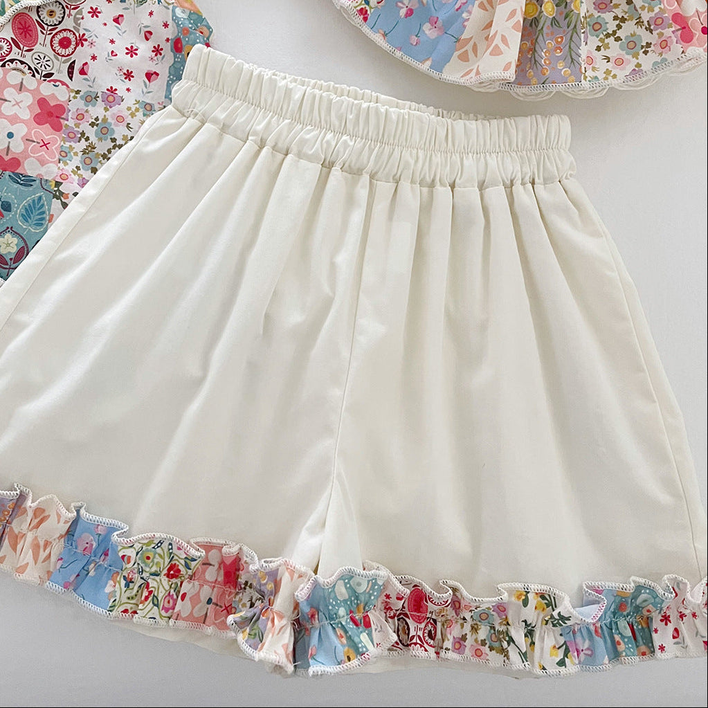 [963103] - One Set 2in1 Baju Setelan Atasan Lengan Kutung Bawahan Celana Pendek Fashion Comfortable Anak Perempuan Cewek - Motif Lace Shorts - BABYHOKI STORE