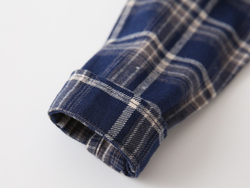 [383207] - Baju Atasan Kemeja Lengan Panjang Anak Laki-Laki - Motif Plaid / Tartan
