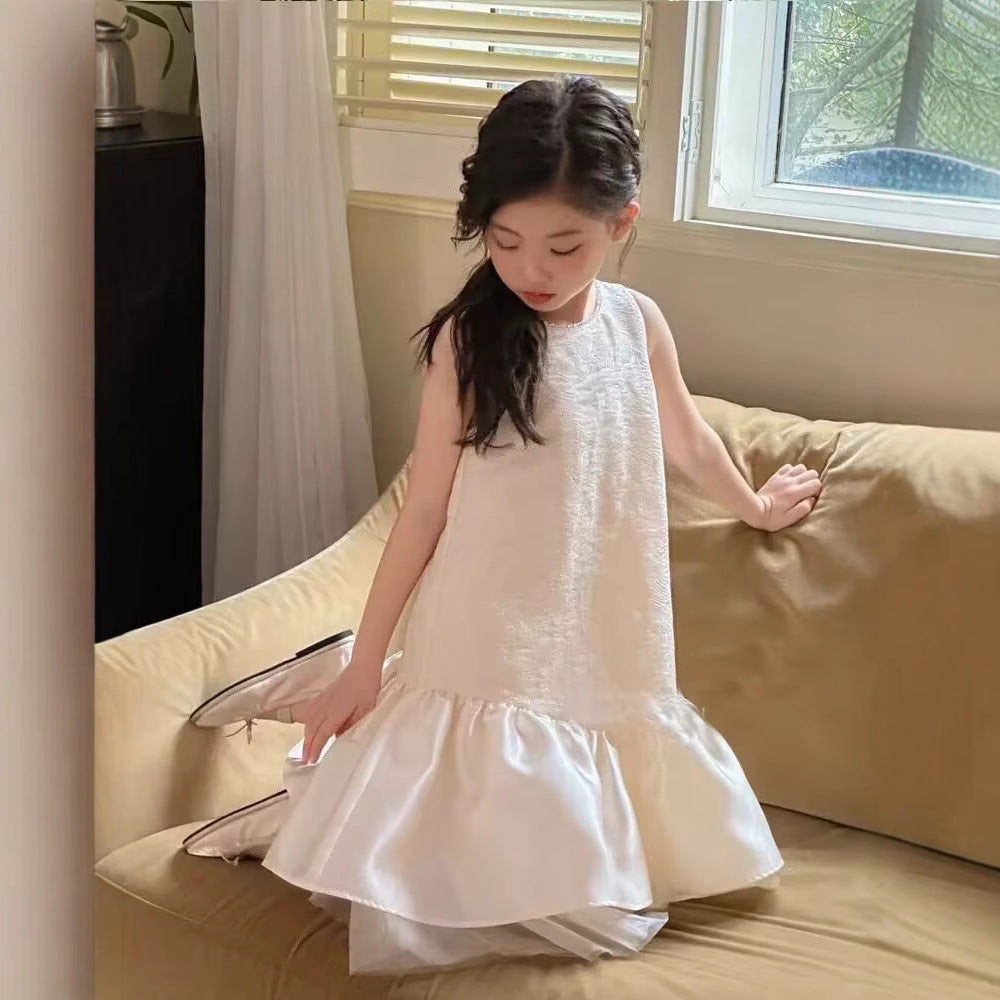 [5071092] - Baju Dress Gaun Pesta Lengan Kutung Fashion Anak Perempuan Cewek - Motif Ruffle Bottomed - BABYHOKI STORE