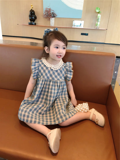 [507946] - Baju Dress Lengan Kutung Fashion Import Anak Perempuan - Motif Tilt Square