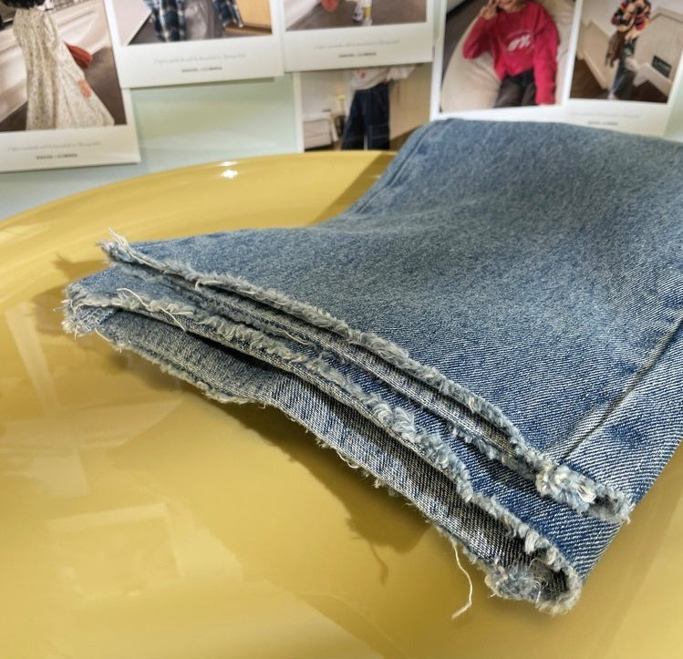 [508220] - Celana Panjang Jeans Kulot Anak Perempuan - Motif Plain Fiber