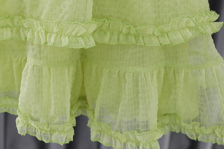[340399] - Baju Mini Dress Lengan Kutung Fashion Anak Perempuan - Motif Wavy Lace