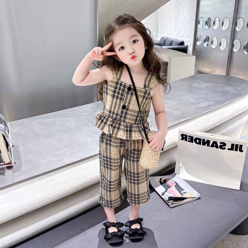 [507958] - Setelan Baju Kutung Bawahan Panjang Anak Perempuan Fashion - Motif Plaid Lace