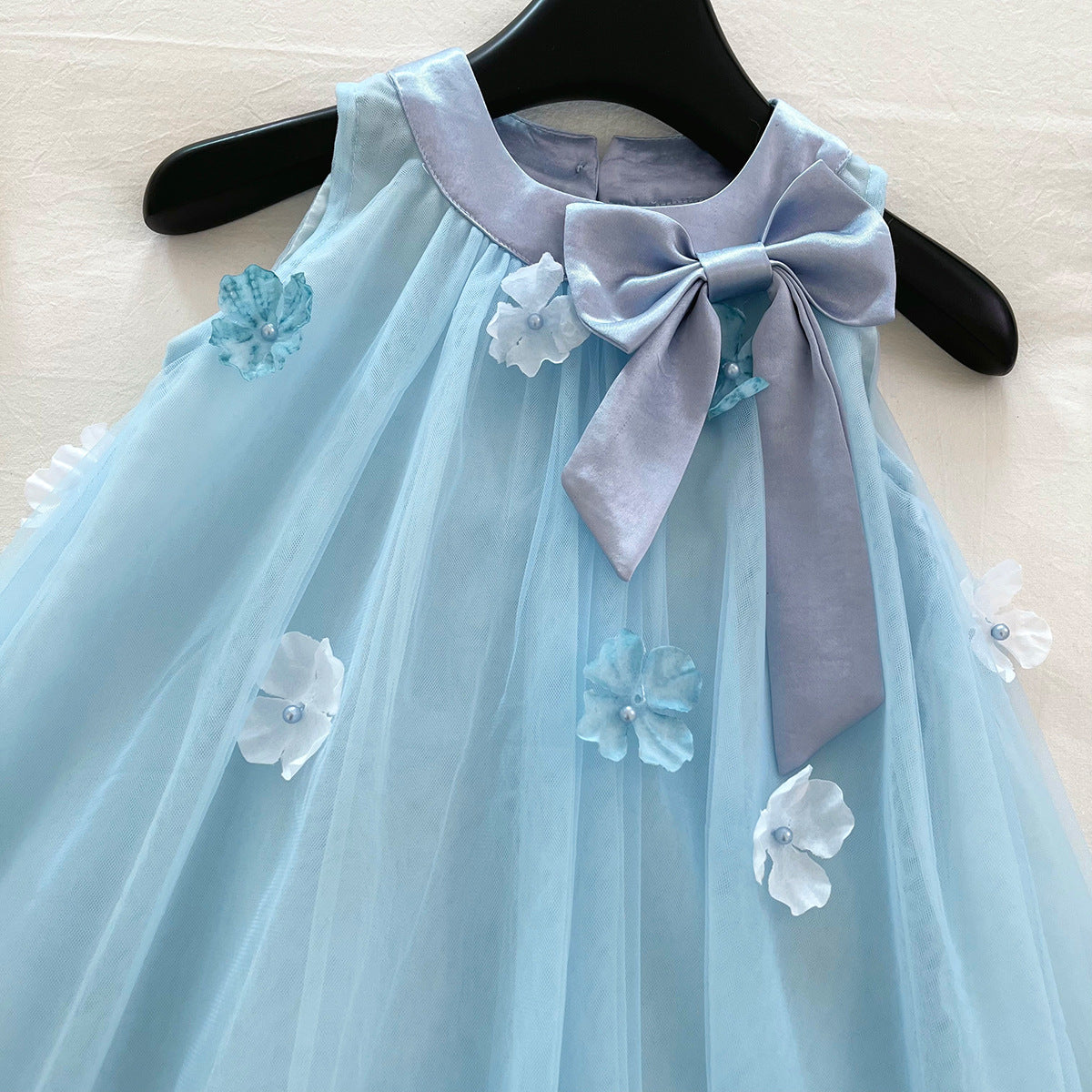 [963228] - Baju Gaun Dress Lengan Kutung Princess Style Anak Perempuan Cewek - Motif Bow Gauze- BABYHOKI STORE