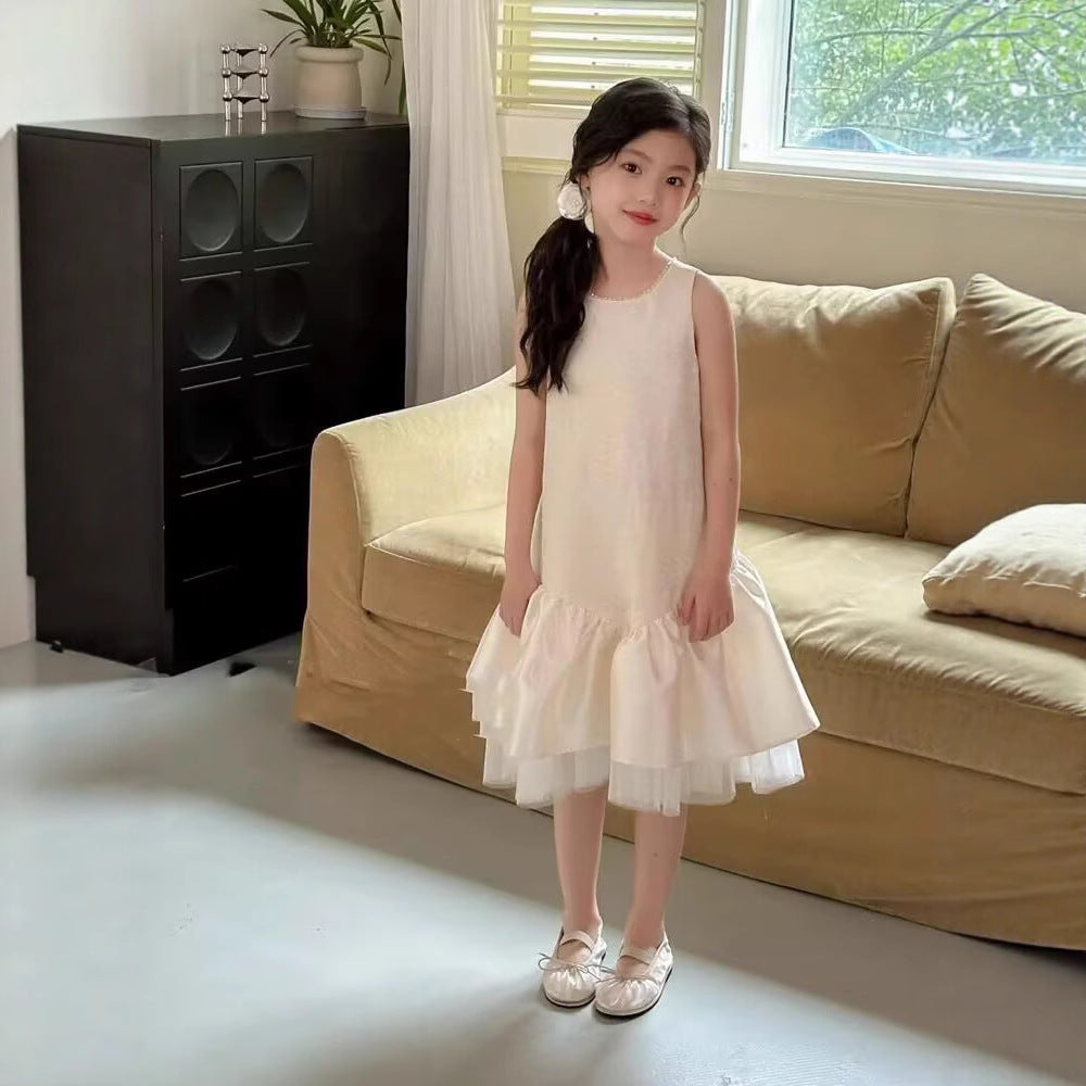 [5071092] - Baju Dress Gaun Pesta Lengan Kutung Fashion Anak Perempuan Cewek - Motif Ruffle Bottomed - BABYHOKI STORE