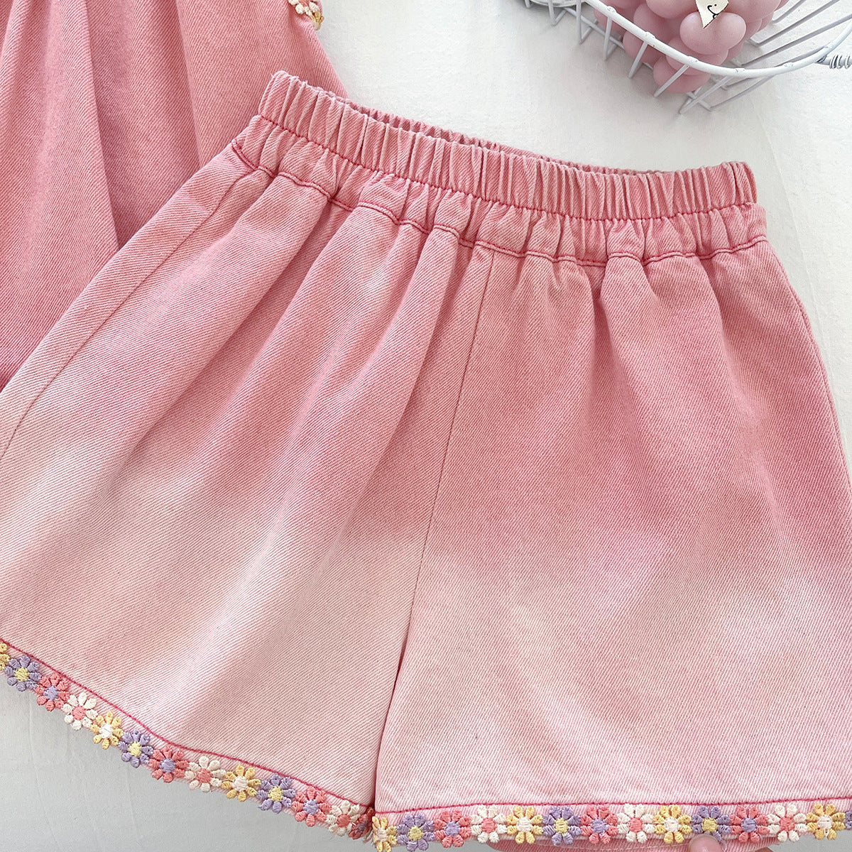 [963120] - One Set 2in1 Baju Setelan Atasan Lengan Kutung Bawahan Celana Pendek Korean Fashion Style Anak Perempuan Cewek - Motif Small Flower - BABYHOKI STORE