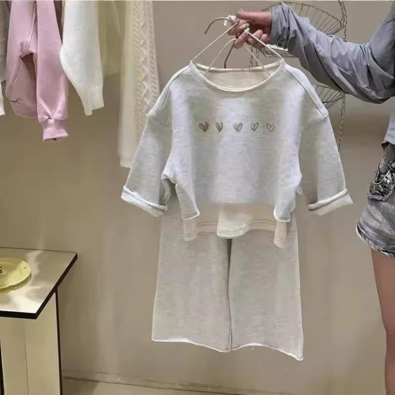 [907102] - One Set 2in1 Baju Setelan Outerwear Atasan Lengan Panjang Bawahan Celana Panjang Korean Casual Fashion Anak Perempuan Cewek - Motif Small Love - BABYHOKI STORE - BABYHOKI STORE
