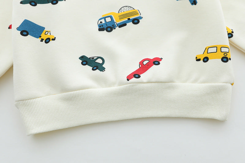 [345495] - One Set 2in1 Baju Setelan Atasan Sweater Lengan Panjang Bawahan Celana Panjang Jeans Fashionable Handsome Anak Cowok Laki-Laki - Motif Cars - BABYHOKI STORE - BABYHOKI STORE