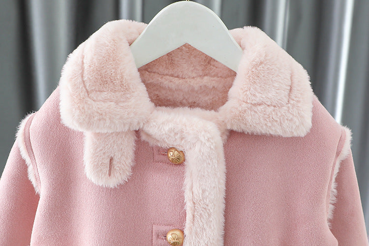 [340451] - Baju Atasan Jaket Tebal Fashion Anak Perempuan - Motif Thick Fur