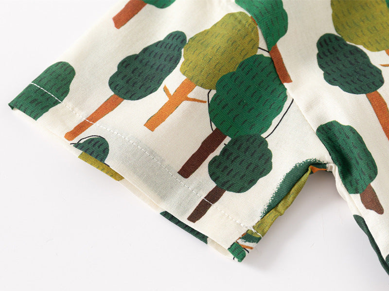 [383208] - Atasan Baju Kemeja Lengan Pendek Anak Laki-Laki - Motif Mix Abstract Nature Animal
