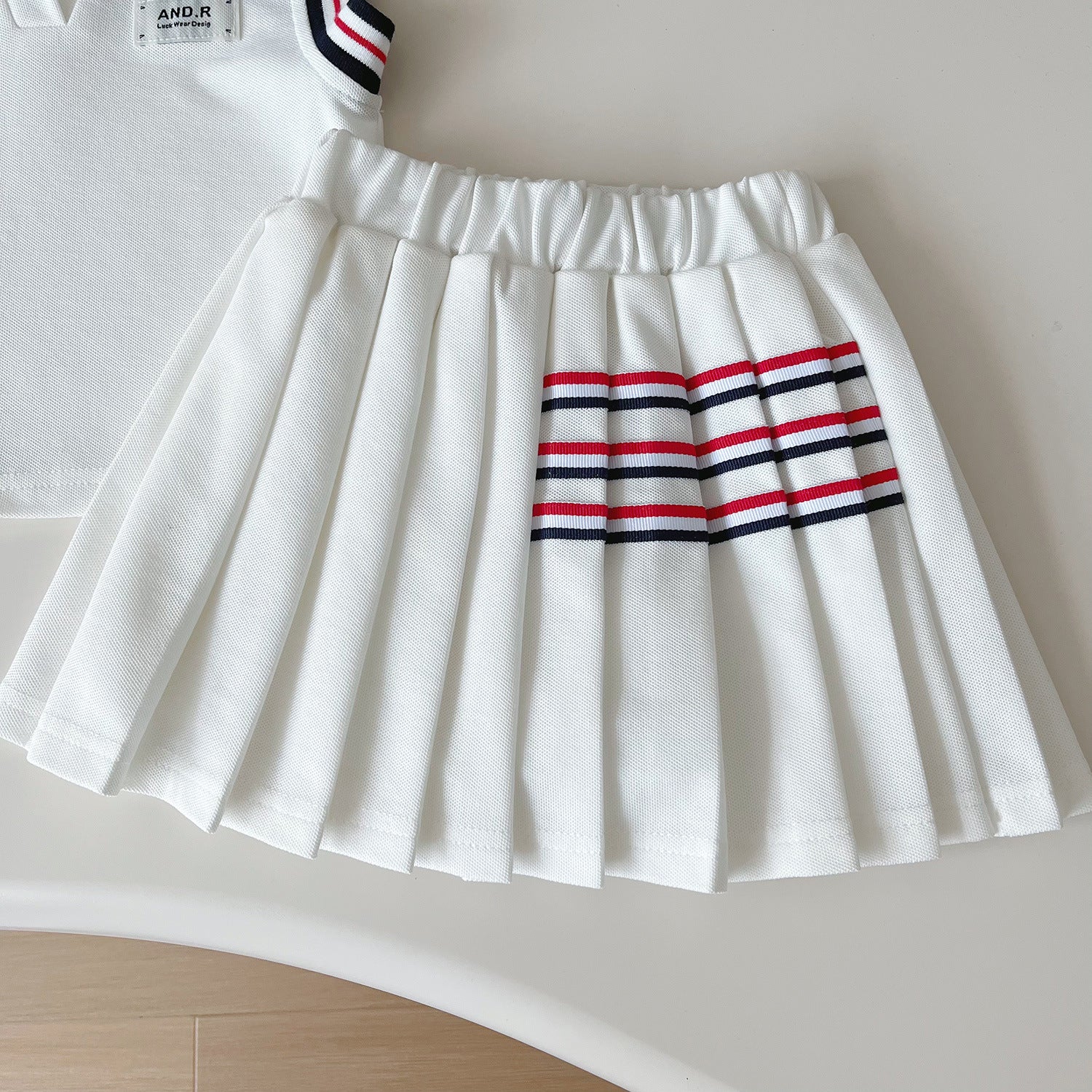 [963262] - One Set 2in1 Baju Setelan Atasan Kerah Lengan Kutung Bawahan Celana Rok Pendek Sporty Korean Style Anak Perempuan Cewek - Motif Striped Color - BABYHOKI STORE