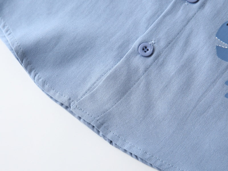 [383219] - Atasan Baju Kemeja Lengan Pendek Anak Laki-Laki Cowok - Motif T-rex - BABYHOKI STORE