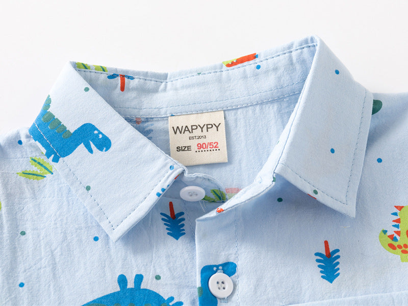 [383213] - Atasan Baju Kemeja Lengan Panjang Anak Laki-Laki - Motif Little Explorer