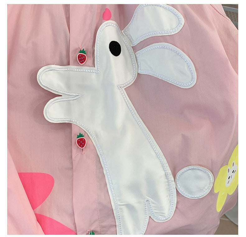 [363666] - Baju Dress Kemeja Tunik Lengan Panjang Import Anak Perempuan Fashion - Motif Cute Rabbit