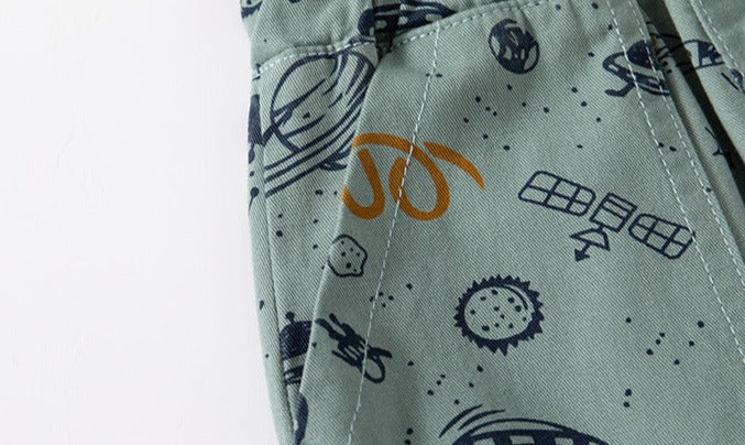 [5131042] - Bawahan Celana Pendek Chino Fashion Anak Laki-Laki - Motif Planetary Plane