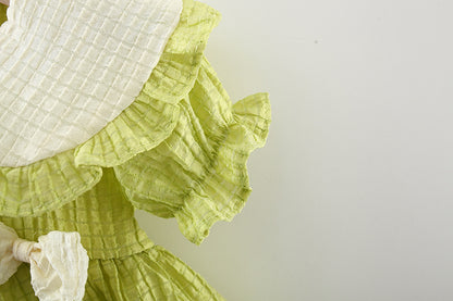 [340394] - Baju Mini Dress Lengan Pendek Fashion Import Anak Perempuan - Motif Ribbon Lace