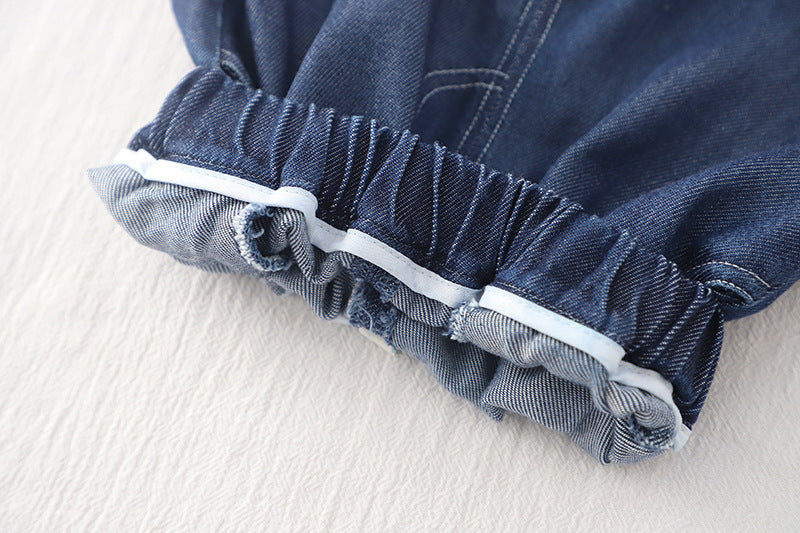 [368575] - One Set 2in1 Baju Setelan Atasan Kemeja Lengan Pendek Bawahan Celana Pendek Fashion Casual Summer Anak Laki Laki Cowok - Motif Denim Words - BABYHOKI STORE - BABYHOKI STORE
