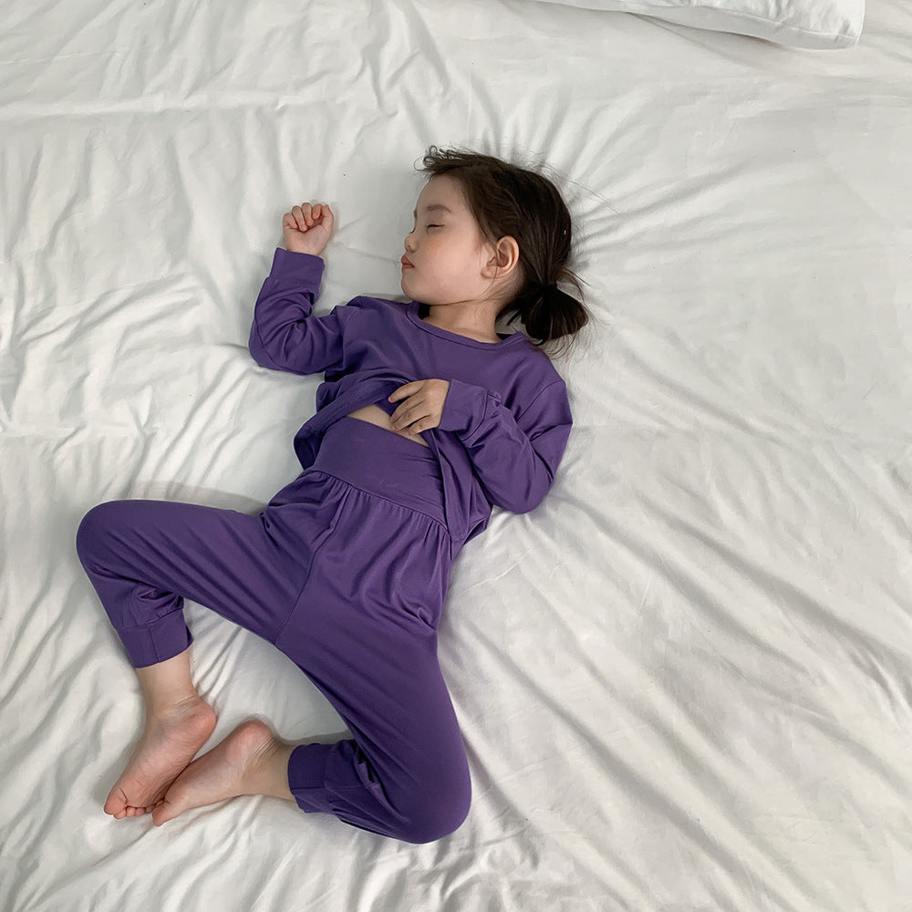 [602121] - Baju Setelan Tidur Piyama Polos Fashion Import Anak Perempuan - Motif Calm Plain