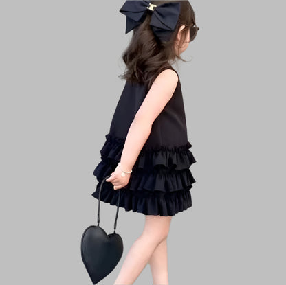 [5071054] - Baju Dress Tanpa Lengan Fashion Anak Perempuan - Motif Casual Frill