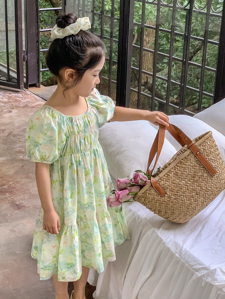 [5071024] - Baju Dress Lengan Pendek Fashion Anak Perempuan - Motif Fresh Flower