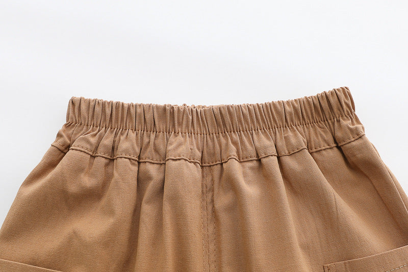 [345507] - One Set 2in1 Baju Setelan Atasan Kemeja Lengan Pendek Bawahan Celana Pendek Bersaku Fashionable Anak Cowok Laki-Laki - Motif Dino Animal - BABYHOKI STORE - BABYHOKI STORE