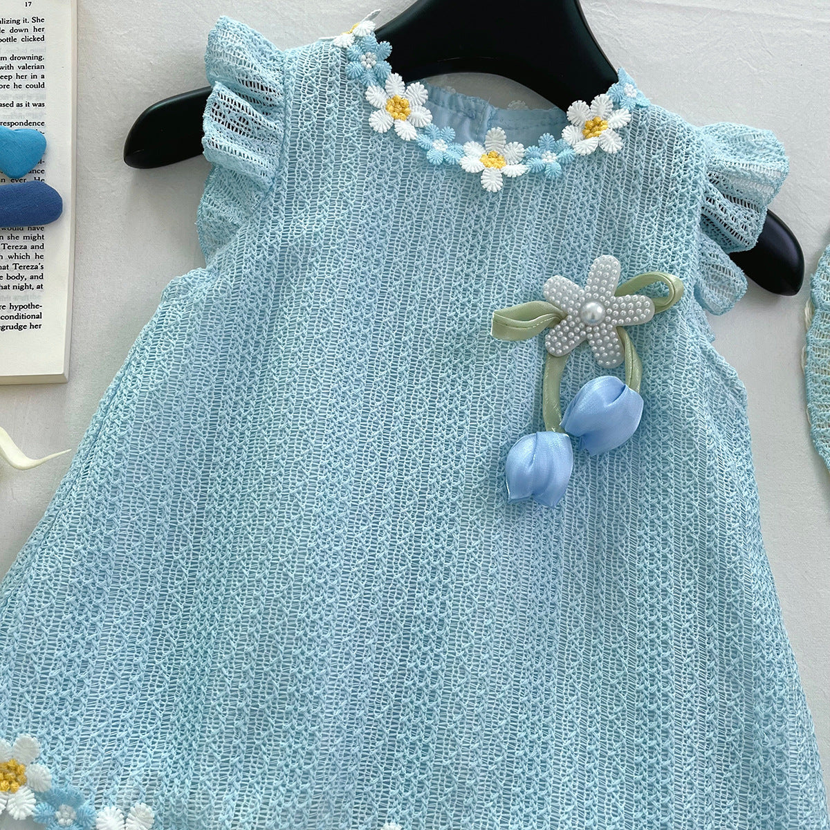 [963193] - Baju Gaun Dress Lengan Kutung Korean Fashion Style Anak Perempuan Cewek - Motif Flower 3D - BABYHOKI STORE