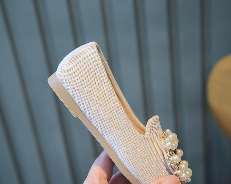 [381294 Size 26-35] - Sepatu Flat Slip On Korean Version Trendy Anak Perempuan Cewek - Motif Pearl Flower - BABYHOKI STORE - BABYHOKI STORE