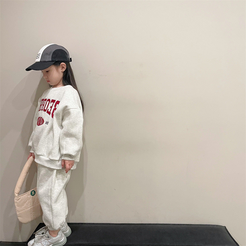 [507970] - Baju Setelan Sweater Celana Jogger Fashion Import Anak Perempuan - Motif Cool Writing